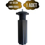 DS Yapı Siyah 14-18CM Ayarlı Plastik Orta Ayak Mobilya Masa ve Dolap AYAĞI(14-18CM)(SİYAH)(8MM Vidalı) - 14-18cm - 1 ADET