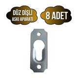 DS Yapı Tablo ve Çerçeve Askı Demiri Dişli Askı APARATI(METAL)(BOY:40MM EN:15MM) - Krom - KROM - 8 ADET