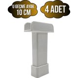 DS Yapı U Geçme Beyaz Plastik Ayarlı Ayak Mobilya Masa ve Dolap Ayağı(Beyaz)(6cm - 10CM) - 10cm - 4 ADET