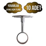 DS Yapı Yuvarlak Ayaklı Açık Askı Borusu Flanşı Mobilya Yuvarlak Boru Flanşı(Metal)(Boru ÇAPI:25MM) - Krom - KROM - 10 ADET