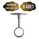 DS Yapı Yuvarlak Ayaklı Açık Askı Borusu Flanşı Mobilya Yuvarlak Boru Flanşı(Metal)(Boru ÇAPI:25MM) - Krom - KROM - 8 ADET