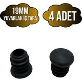 DS Yapı Yuvarlak Demir Profil Iç Tapa Geçme Plastik Ayak Geçme Koruma PLASTIĞI(19MM)(SİYAH) - Siyah - SİYAH - 4 ADET