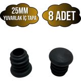 DS Yapı Yuvarlak Demir Profil Iç Tapa Geçme Plastik Ayak Geçme Koruma PLASTIĞI(25MM)(SİYAH) - Siyah - SİYAH - 8 ADET