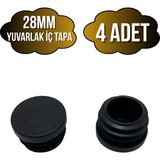 DS Yapı Yuvarlak Demir Profil Iç Tapa Geçme Plastik Ayak Geçme Koruma PLASTIĞI(28MM)(SİYAH) - Siyah - SİYAH - 4 ADET