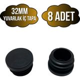DS Yapı Yuvarlak Demir Profil Iç Tapa Geçme Plastik Ayak Geçme Koruma PLASTIĞI(32MM)(SİYAH) - Siyah - SİYAH - 8 ADET
