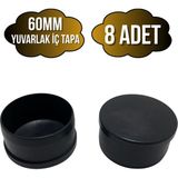 DS Yapı Yuvarlak Demir Profil Iç Tapa Geçme Plastik Ayak Geçme Koruma PLASTIĞI(60MM)(SİYAH) - Siyah - SİYAH - 8 ADET