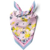 Dscarf Kadın Fular %100 Polyester, Dayanıklı Mavi Göz Desenli, Şık Kombinler İçin Mükemmel Aksesuar - Mavi - Pembe