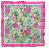 DSCARF Kadın Şal %100 Polyester Hafif Yumuşak Dokulu Çok Renkli Çiçek Desenli Bahar Stili - Pembe - Yeşil