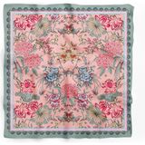Dscarf Kadın Şal %100 Polyester Mavi Çiçek Desenli Hafif ve Yumuşak Kumaş Günlük Kullanım - Pembe