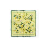 DSCARF Kadın Sarı Limon Desenli Saten Fular 70x70 - Kiraz Desenli Bele ve Omza Bağlamalı Meyveli Aksesuar