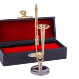 Dselvgvu Stantlı ve Kılıflı Bakır Minyatür Trombon Mini Müzik Enstrümanı Minyatür Bebek Evi Modeli Mini Trombon Ev Dekorasyonu … (8,8 x 1,9 cm)