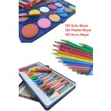 DSH Doğal Seramik Hamuru 12li Sulu Boya -12li Pastel Boya-12li Kuru Boya Öğrenci Resim Seti karışık