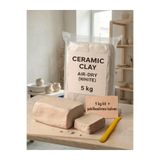 DSH Doğal Seramik Hamuru 5 kg Beyaz Kil, Doğal Seramik Hamuru ve şekillendirme çubuğu, Oyun çamuru, 5000 gr, Renkli Kil, zıp
