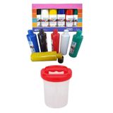 DSH Doğal Seramik Hamuru 60ml Akrilik Boya, 6 Renk Tuval Boyası, Resim Su Kabı, Fırça Kabı karışık