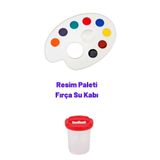 DSH Doğal Seramik Hamuru Resim Paleti, Su Fırça Kabı, Resim Seti, Boya paleti palet balet resim fırça kap