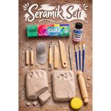 DSH Doğal Seramik Hamuru Seramik Başlangıç Seti, 8'li Ebeşuarlı Set, 2 Adet 1 Kg, Beyaz Seramik Hamuru, Kil Çamuru