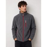 Dsnm Bizim Terzi Dsnm Füme Kırmızı Fermuarlı 3 Cepli Slim Fit Anti Pilling Tüylenme Yapmaz Hava Geçirmez Soft Shell Polar
