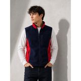 Dsnm Bizim Terzi Dsnm Lacivert Kırmızı Polar Yelek 3 Cepli Tam Fermuarlı Slim Fit Anti Pilling Tüylenme Yapmaz Hava Geçirmez Soft Shell Polar Yelek - 2XL