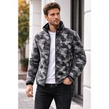 Dsnm Gri Siyah Kamuflaj.polar Tam Fermuarlı Slim Fit Antipillling Tüylenme Yapmaz Hava Geçirmez Soft Shell Polar - 2XL
