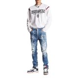 DSQUARED2 Erkek Lacivert Skinny Fit Streç Pamuklu Kot Pantolon, 46 Beden