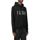 DSQUARED2 Erkek Siyah, Kapüşonlu, Regular Fit, Uzun Kollu Sweat