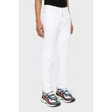 Dsquared2 Logolu Streç Pamuklu Slim Fit Jeans Erkek Kot Pantolon S71LB1352 STN833 100 - Beyaz - 48