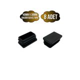 DSYapıAksesuar Dikdörtgen Demir Profil İç Tapa Geçme Plastik Ayak Geçme Koruma Plastiği(40MM x 30MM)(8 ADET)(SİYAH)