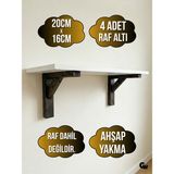 DSYapıAksesuar Goldenwooden Raf Altı Ahşap Tutucu L Raf Ahşabı Duvar Sabitleyici(Ahşap)(Yakma)(Beyaz Çam) - 20cm x 16cm - 4 ADET