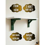 DSYapıAksesuar Goldenwooden Raf Altı Ahşap Tutucu L Raf Ahşabı Duvar Sabitleyici(Ahşap)(Yeşil)(Beyaz Çam) - 23cm x 16cm - 2 ADET