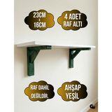 DSYapıAksesuar Goldenwooden Raf Altı Ahşap Tutucu L Raf Ahşabı Duvar Sabitleyici(Ahşap)(Yeşil)(Beyaz Çam) - 23cm x 16cm - 4 ADET