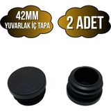 DSYapıAksesuar Yuvarlak Demir Profil Iç Tapa Geçme Plastik Ayak Geçme Koruma PLASTIĞI(42MM)(SİYAH) - Siyah - SİYAH - 2 ADET