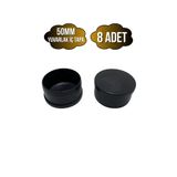 DSYapıAksesuar Yuvarlak Demir Profil İç Tapa Geçme Plastik Ayak Geçme Koruma Plastiği(50MM)(8 ADET)(SİYAH)