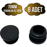 DSYapıAksesuar Yuvarlak Demir Profil Iç Tapa Geçme Plastik Ayak Geçme Koruma PLASTIĞI(70MM)(SİYAH) - Siyah - SİYAH - 8 ADET