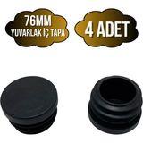 DSYapıAksesuar Yuvarlak Demir Profil Iç Tapa Geçme Plastik Ayak Geçme Koruma PLASTIĞI(76MM)(SİYAH) - Siyah - SİYAH - 4 ADET