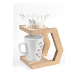 Dtabliss V60 Filtre Kahve Demleme Set Cam Dripper / Pour Over Ahşap Stand Cam Seti V1