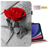 Dteck iPad 10. Nesil Kılıf 2022, Premium PU Deri Darbeye Dayanıklı Stand Folyo Kılıf S Kalem Tutuculu Elastik Bant Koruyucu Yumuşak TPU Tablet Cüzdan Kılıf Apple 10. Nesil iPad 2022 için, Kırmızı Gül