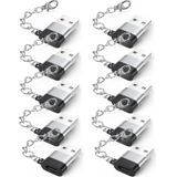 DteeDck USB C Dişi - USB Erkek Adaptör 10'lu Paket, USB A Erkek - USB C Dişi Kablo Dönüştürücü, Anahtarlıklı USBC Tip C Konnektör Şarj ve Veri Senkronizasyonu Dizüstü Araç Şarj Cihazı Kulaklık, Bilgisayar Hub
