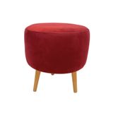 DTM HOME Ahşap Ayaklı Dekoratif Bordo Puf