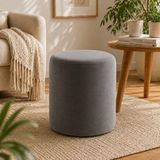 Dtm Home Silindir Puf | Modern Kumaş Puf Koltuk, Oturma Pufu, Dekoratif Salon ve Yatak Odası Pufu - Gri