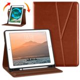 DTTO iPad 6. / 5. Nesil 9,7 inç 2018/2017 için Dönen Kılıf, iPad Air 2 / Air 1 Kılıf, 360 Derece Dönebilen Birinci Sınıf Deri Folyo Stand Kılıfı Kalem Tutuculu - Otomatik Uyanma/Uyuma, Kahverengi