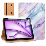 DTTO iPad Air 11 inç Kılıf M3/M2 (2025/2024), iPad Air 5. / 4. Nesil (2022/2020), Kalem Tutuculu Premium Deri İş Folyo Stand Kılıfı - Otomatik Uyku/Uyandırma, Mermer Pembesi