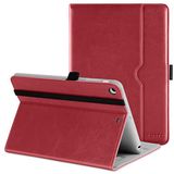 DTTO iPad Mini 1 2 3 Kılıf, Çok Açılı Görüntüleme ve Otomatik Uyandırma - Uyku İşlevine Sahip Premium Deri Folyo Stand Kapak Kılıfı, Apple iPad Mini 1/Mini 2/Mini 3 için Ön Cep - Bordo Kırmızı