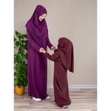 Dua' İs Anne Kız Kombin Namaz Elbisesi (Bordo) ADET FİYATIDIR - 46 / 52