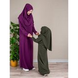 Dua' İs Anne Kız Kombin Namaz Elbisesi (Haki) ADET FİYATIDIR - 6 - 7 Yaş