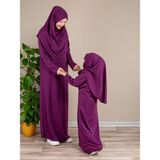 Dua' İs Anne Kız Kombin Namaz Elbisesi (Mürdüm) ADET FİYATIDIR - 8 - 9 Yaş