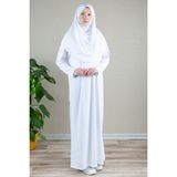 Dua' İs Başörtülü Pratik Tek Parça Namaz Elbisesi - 001-Beyaz - 2