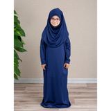 Dua' İs Tek Parça Kız Çocuk Pratik Namaz Elbisesi - 10 - 12 Yaş - Koyu Lacivert