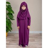 Dua' İs Tek Parça Kız Çocuk Pratik Namaz Elbisesi - 6 - 9 Yaş - Mürdüm