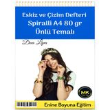 Dua Lipa Temalı Eskiz ve Çizim Defter Spiralli 100 Sayfa A4 80 gr