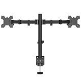 Dual Monitör Standı, 13-27 inç Uyumlu, VESA 75x75/100x100 mm, 360° Dönebilen, Yükseklik Ayarlı, C-Kelepçe Montajlı, Siyah, Model M052